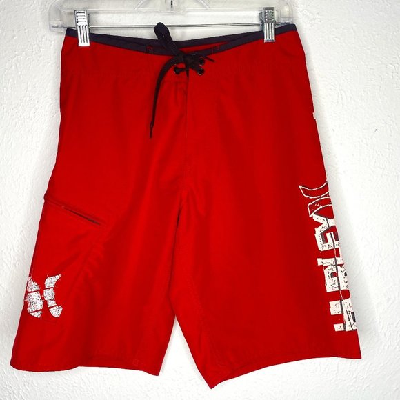 Hurley International boy's size 27, red/black board shorts with pocket. - Picture 1 of 8